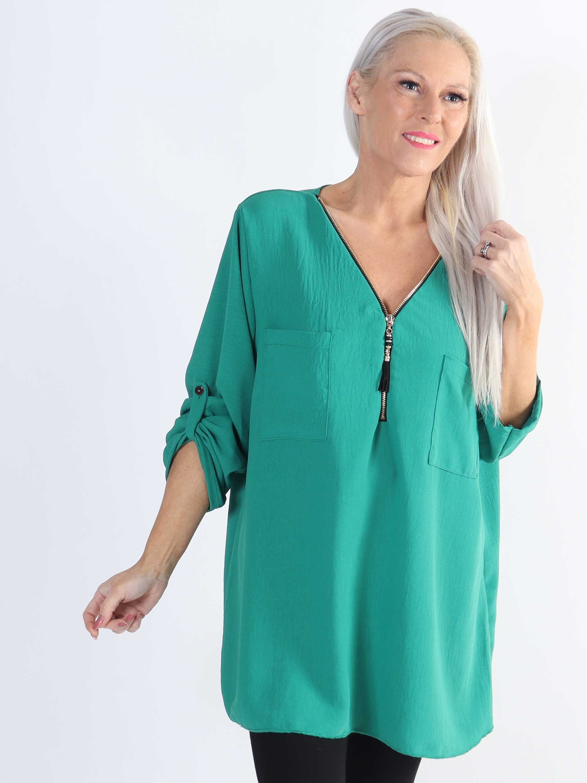 Claudia - Basic tunika med dragkedja i plus size